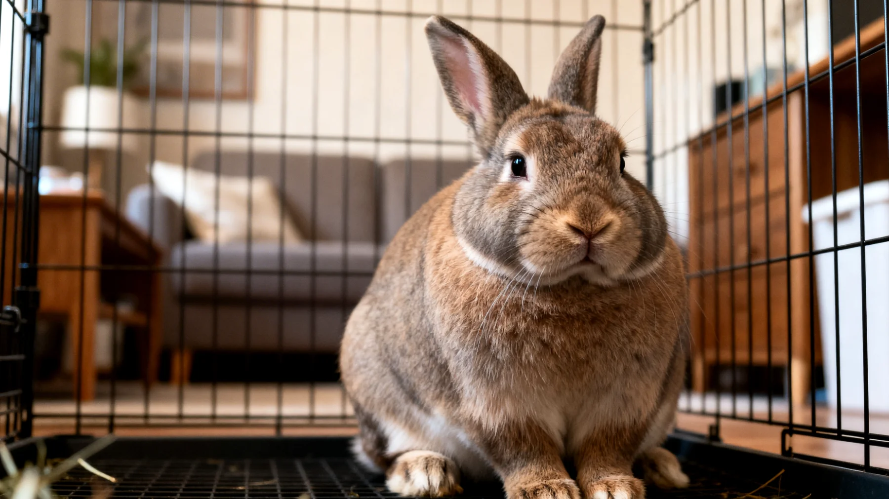 Kaninchen in Wohnungshaltung benötigen ausreichend Bewegung und Beschäftigung, um Langeweile, Übergewicht und Verhaltensstörungen zu vermeiden, aber die begrenzte Raumgröße erschwert artgerechte Aktivitäten"